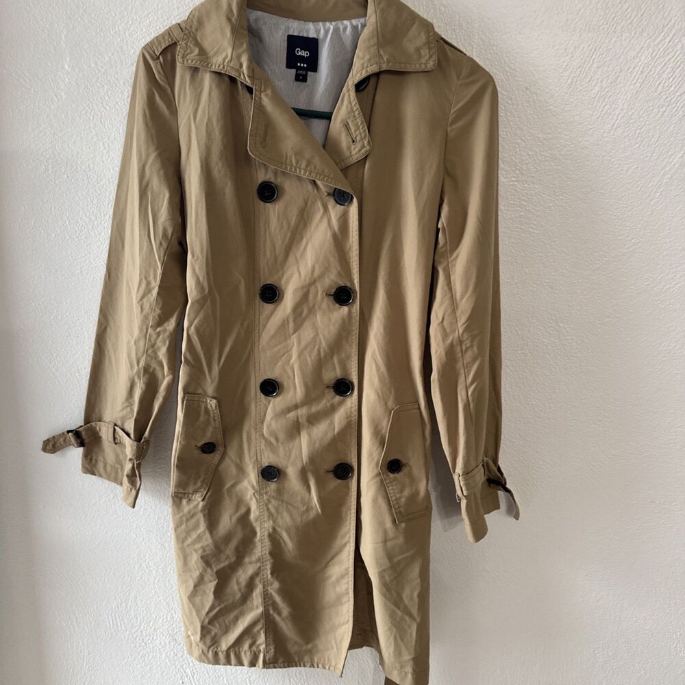 Gap Vintage Trench Coat Women Beige, Double-Breasted, Belted, Small